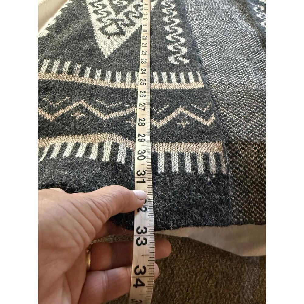 Oceanus Hooded Long Cardigan Aztec Design Black & Cream Western Vibe Size Small - Picture 7 of 9